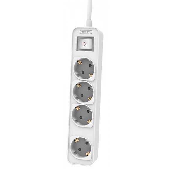 Philips pikendusjuhe Extension cable 1.5m 4 AC sockets valge