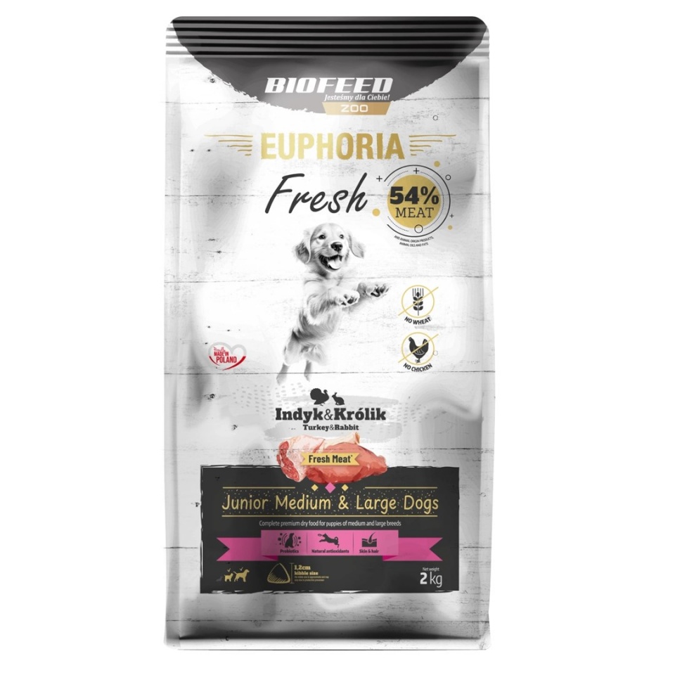 Biofeed kuivtoit koerale EUPHORIA Fresh Junior Medium & Large Dogs Turkey with Rabbit, 2kg