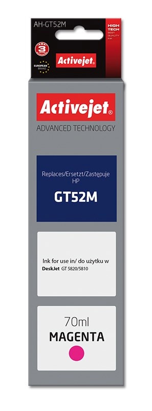 Activejet tindikassett AH-GT52M (HP GT52M M0H55AE; Supreme; 70 ml; punane)