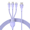 Baseus laadimiskaabel 3in1 USB cable Flash II Series, USB-C + micro USB + Lightning, 66W, 1.2m (lilla)