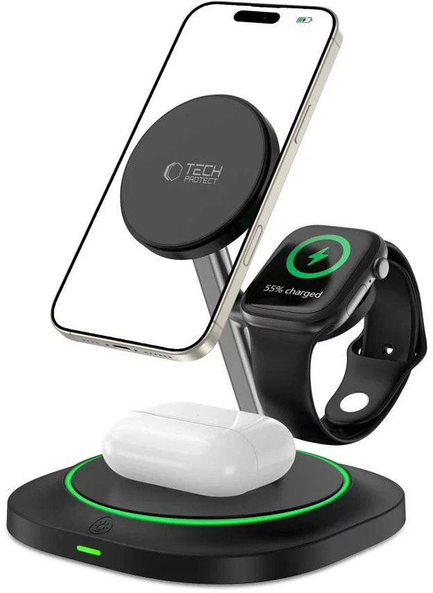 Tech-Protect juhtmevaba laadija A46 3in1 QI15W must