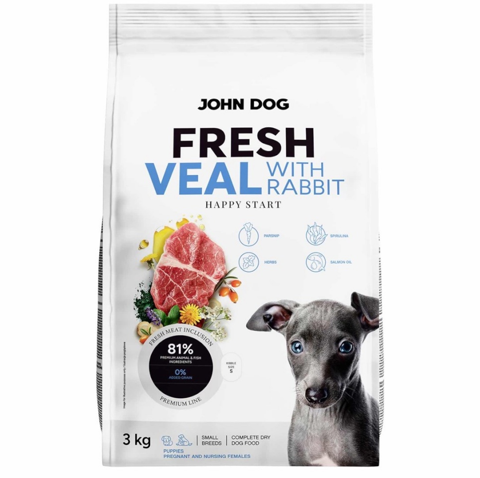 John Dog kuivtoit koerale Fresh Junior Small Breeds Veal with Rabbit, 3kg
