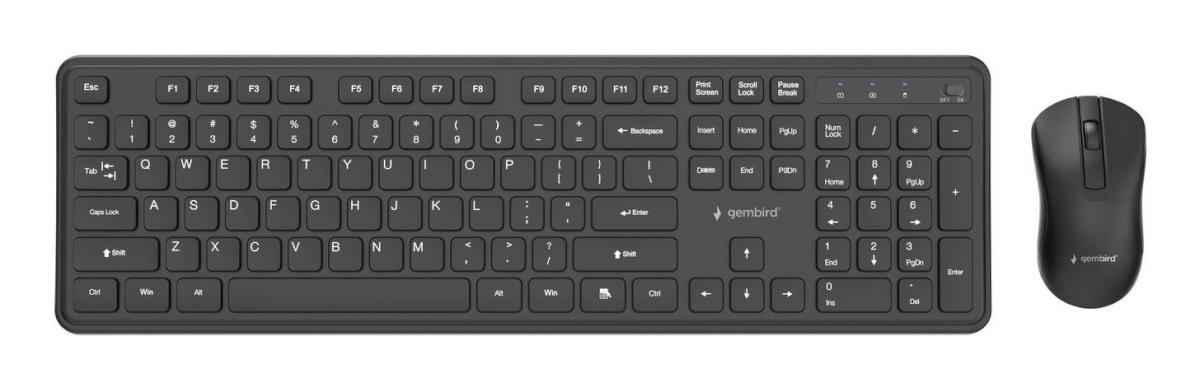 Gembird klaviatuur + hiir Wireless ENG bk Kbs-wps-01