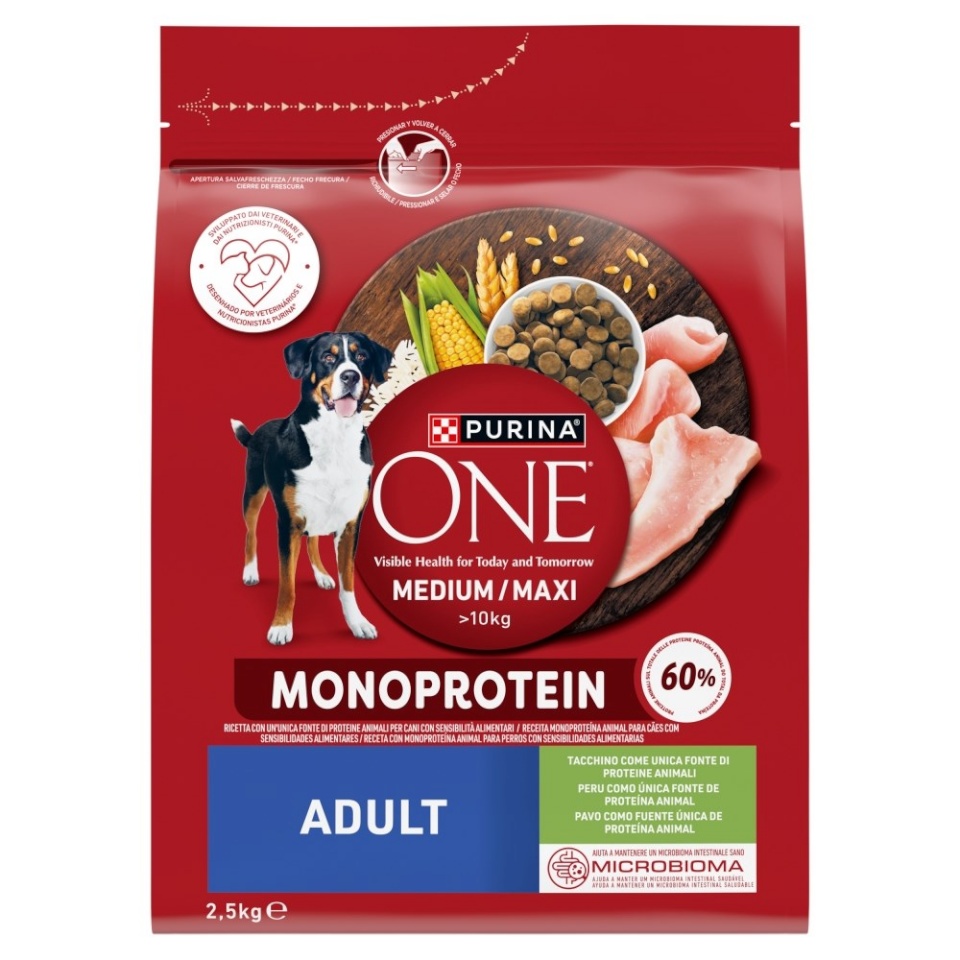Purina Nestle kuivtoit koerale One Adult Medium/Maxi Monoprotein Rich in Turkey, 2,5kg