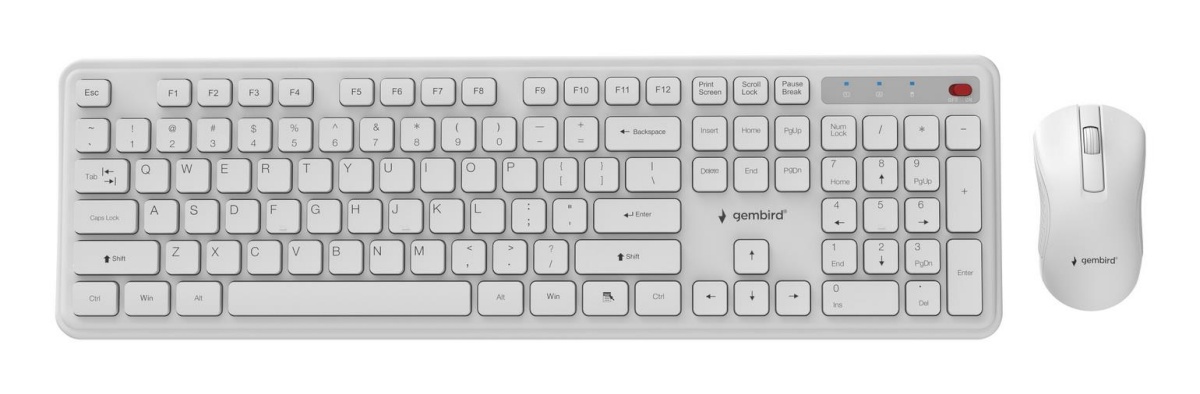 Gembird klaviatuur + hiir Wireless ENG wh Kbs-wps-01-w