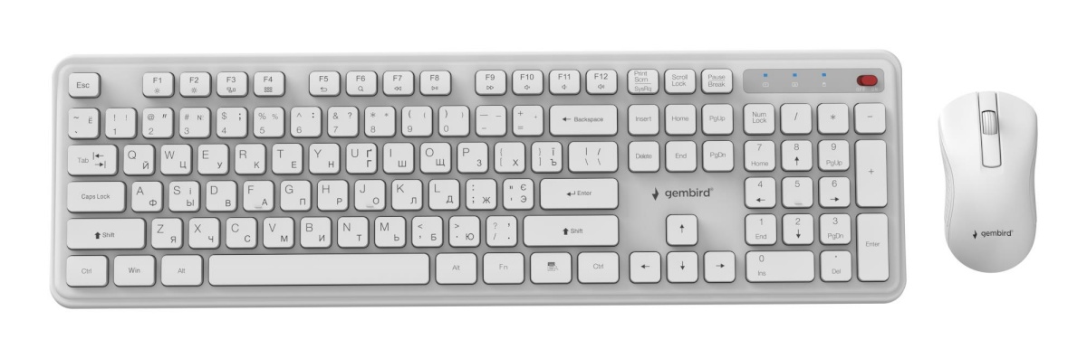 Gembird klaviatuur + hiir Wireless Cyrillic wh Kbs-wps-01-w-cyrl