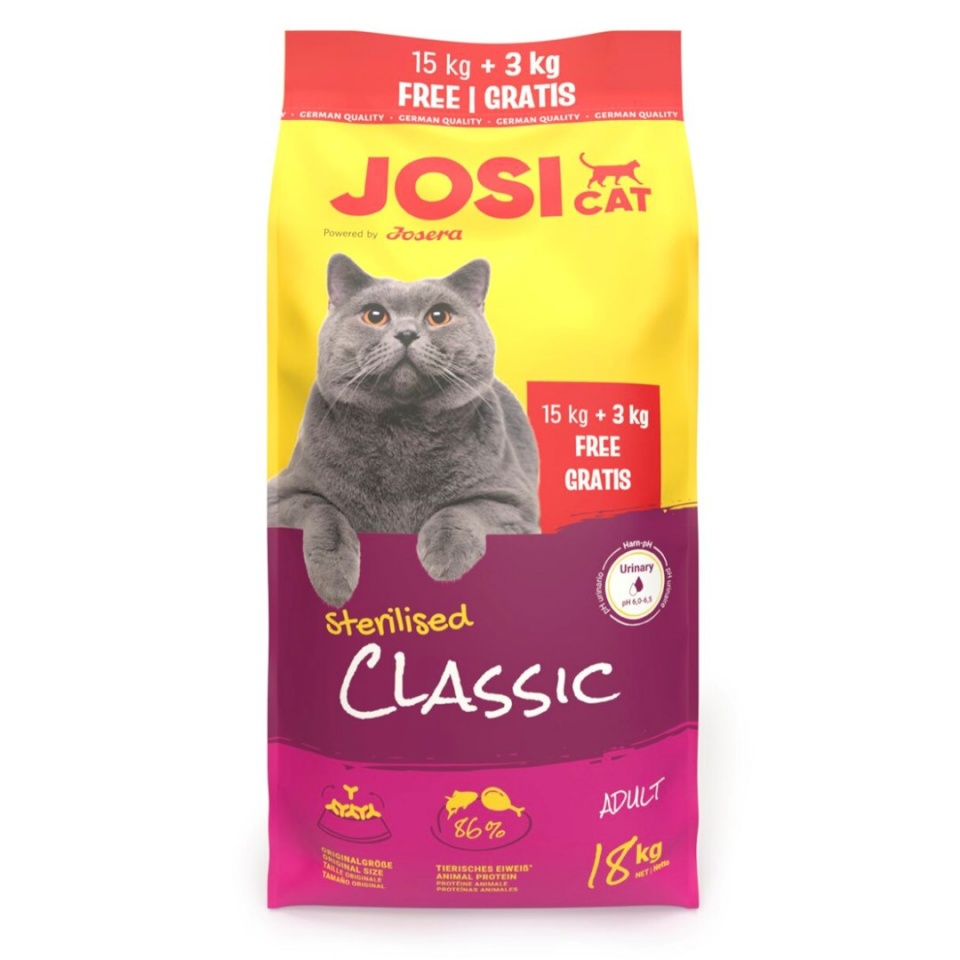 Josera kuivtoit kassile JosiCat Sterilised Classic, 15kg + 3kg