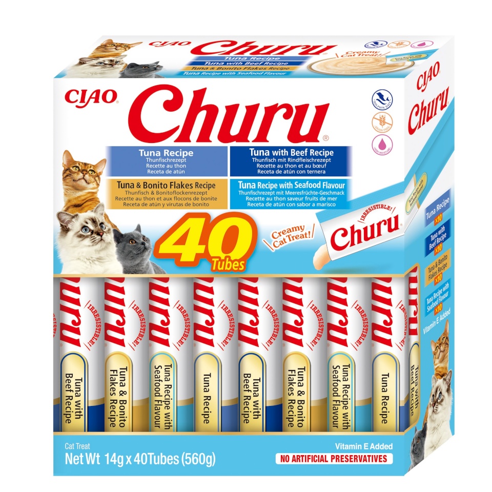 Inaba Cat Churu 40x14g (560g) kreemjas kassimaius tuunikalaga
