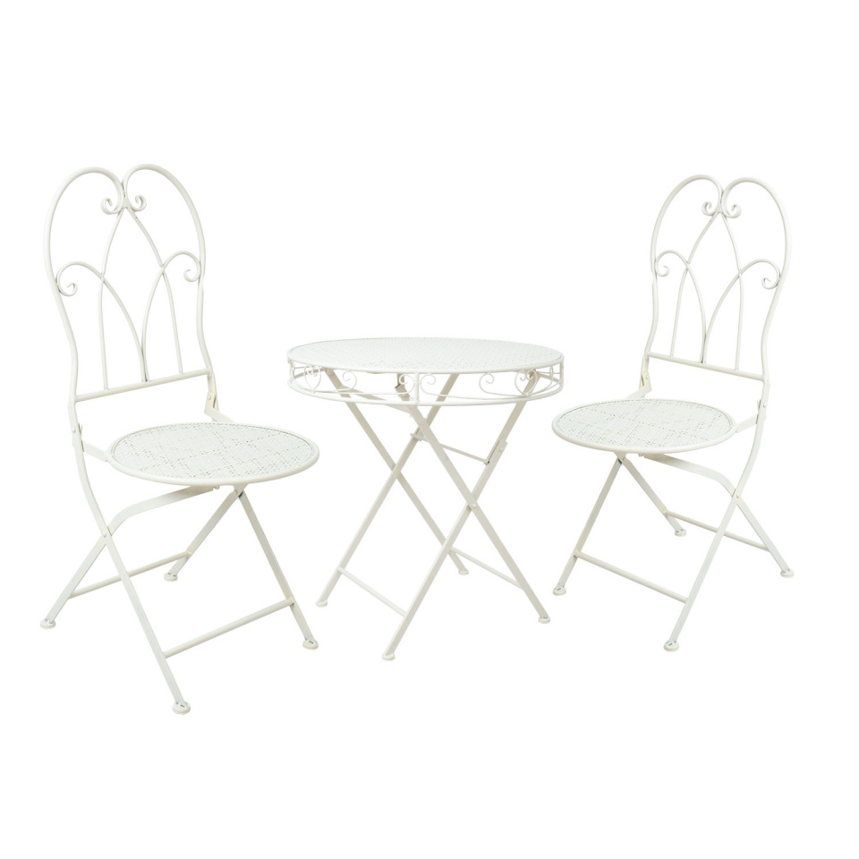 H4Y rõdukomplekt SANDY laud ja 2 tooli, antiikvalge