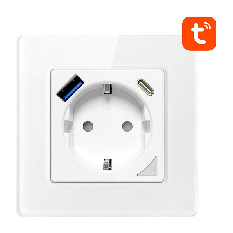 Avatto nutipistik Smart WiFi Wall Socket TUYA USB + USB-C, valge (N-WOT10-USB-W)
