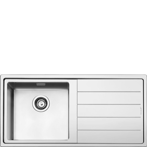 SMEG valamu LFT100D Mira, 101cm, pealt/tasa paigaldatav, nupuga, roostevaba teras