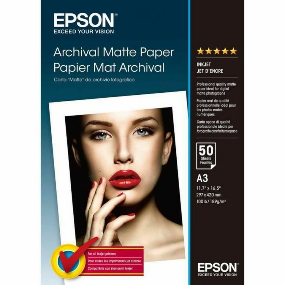 Epson Matt fotopaber C13S041344 A3 50 Lehed