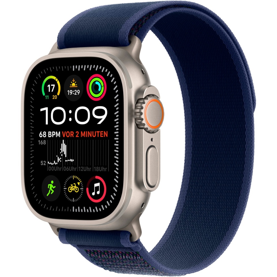 Apple Watch Ultra 2 GPS + Cellular 49mm Natural Titanium Case with Blue Trail Loop, S/M