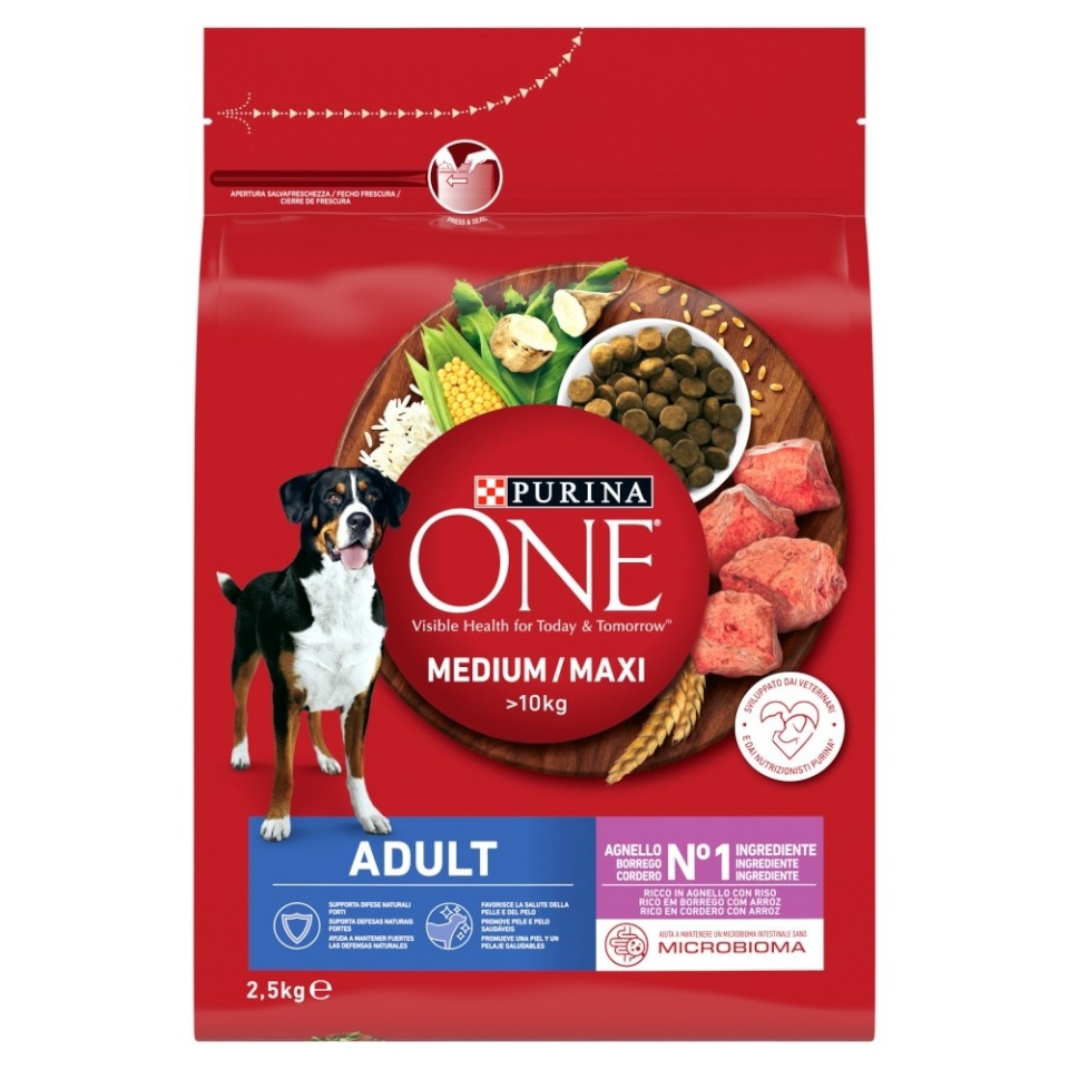Purina Nestle kuivtoit koerale One Adult Medium/Maxi Rich in Lamb with Rice, 2,5kg
