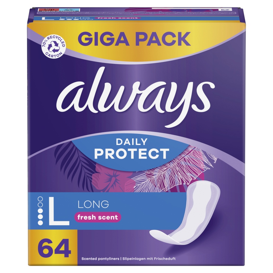 Always Daily Protect Long Värske lõhnaga Pesukaitsmed, 64 tk