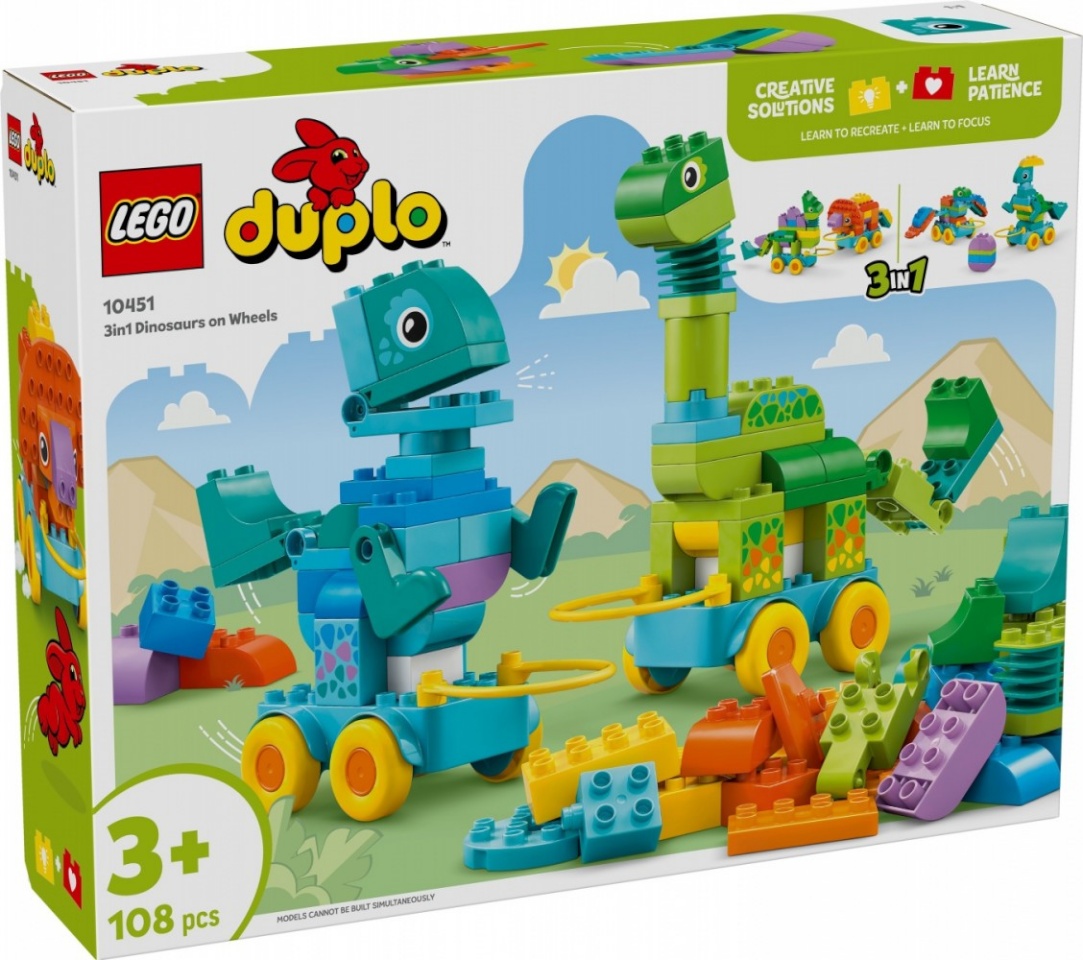 LEGO klotsid 10451 DUPLO Town Dinos auf Rädern 3-in-1-Set