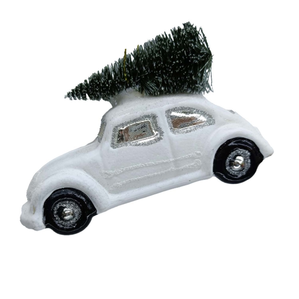 H4Y jõuluehe Joy Car White, 10,6cm, klaas