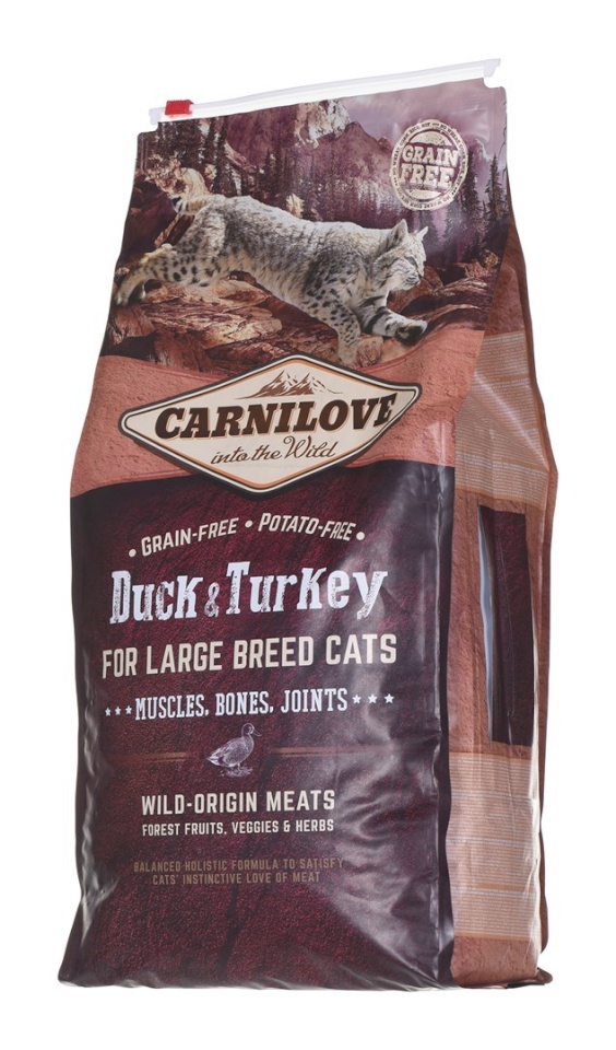 Carnilove kuivtoit kassile Duck & Turkey Large Breed, 6kg