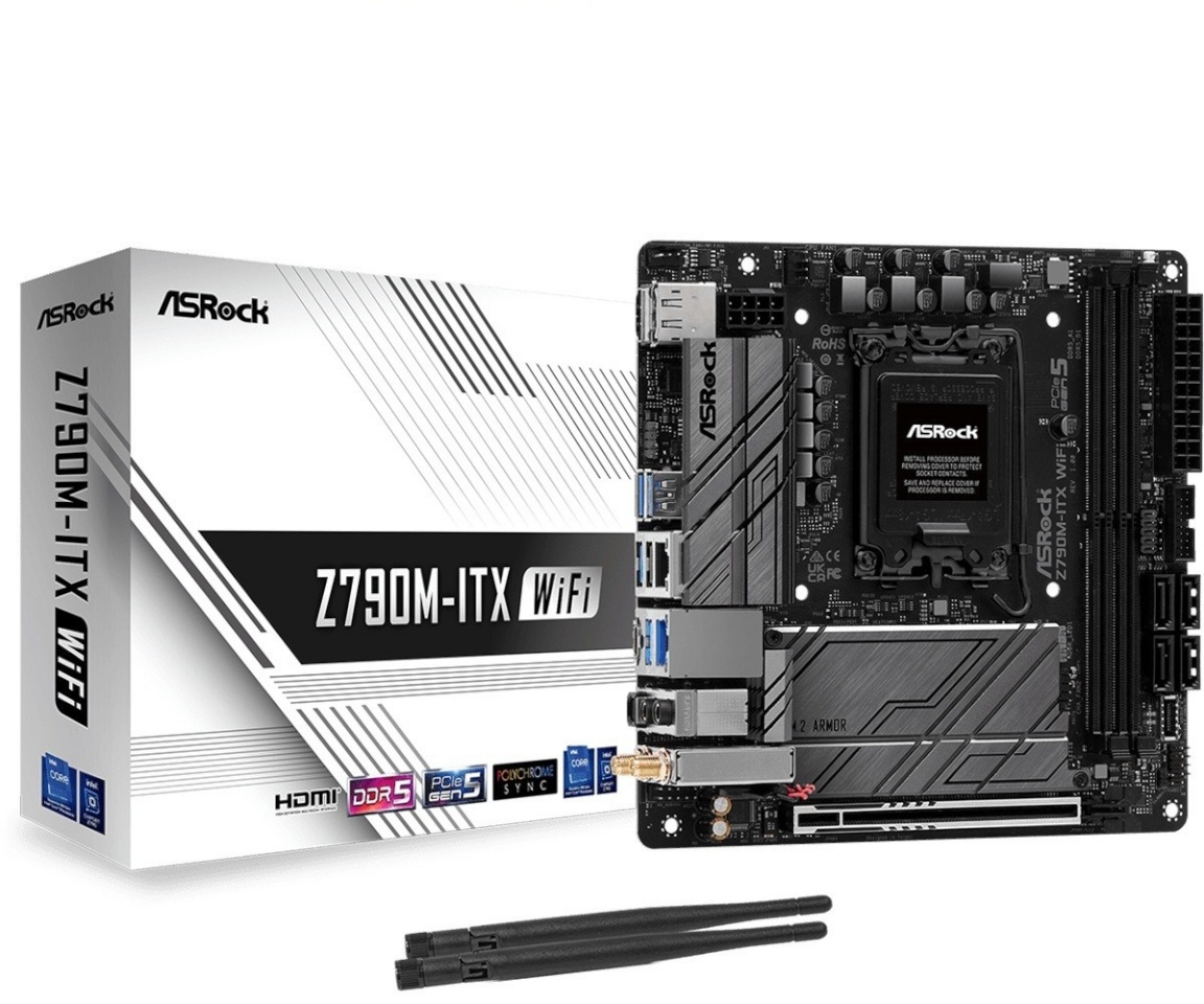 ASRock emaplaat Z790M-ITX WIFI, LGA1700, DDR5, M.2, mITX