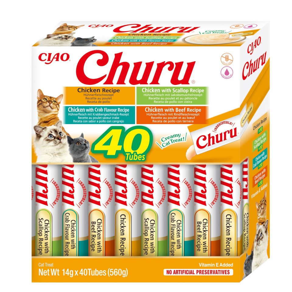 Inaba Cat Churu 40x14g (560g) kreemjas kassimaius kanaga