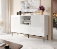 Cama Meble puhvetkapp ABETO chest of drawers on must steel frame 150x42x90 valge/läikega valge