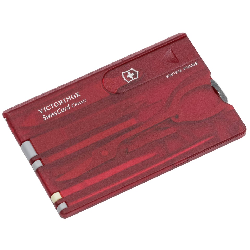 Victorinox taskunuga SWISSCARD punane transparent