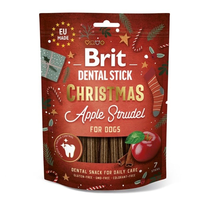Brit maius koerale Christmas Dental Stick Dog Apple Strudel, 251g