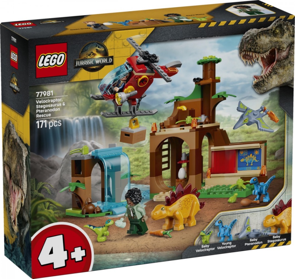 Lego klotsid Bricks Jurassic World 77981 Velociraptor, Stegosaurus and Pteranodon Rescue