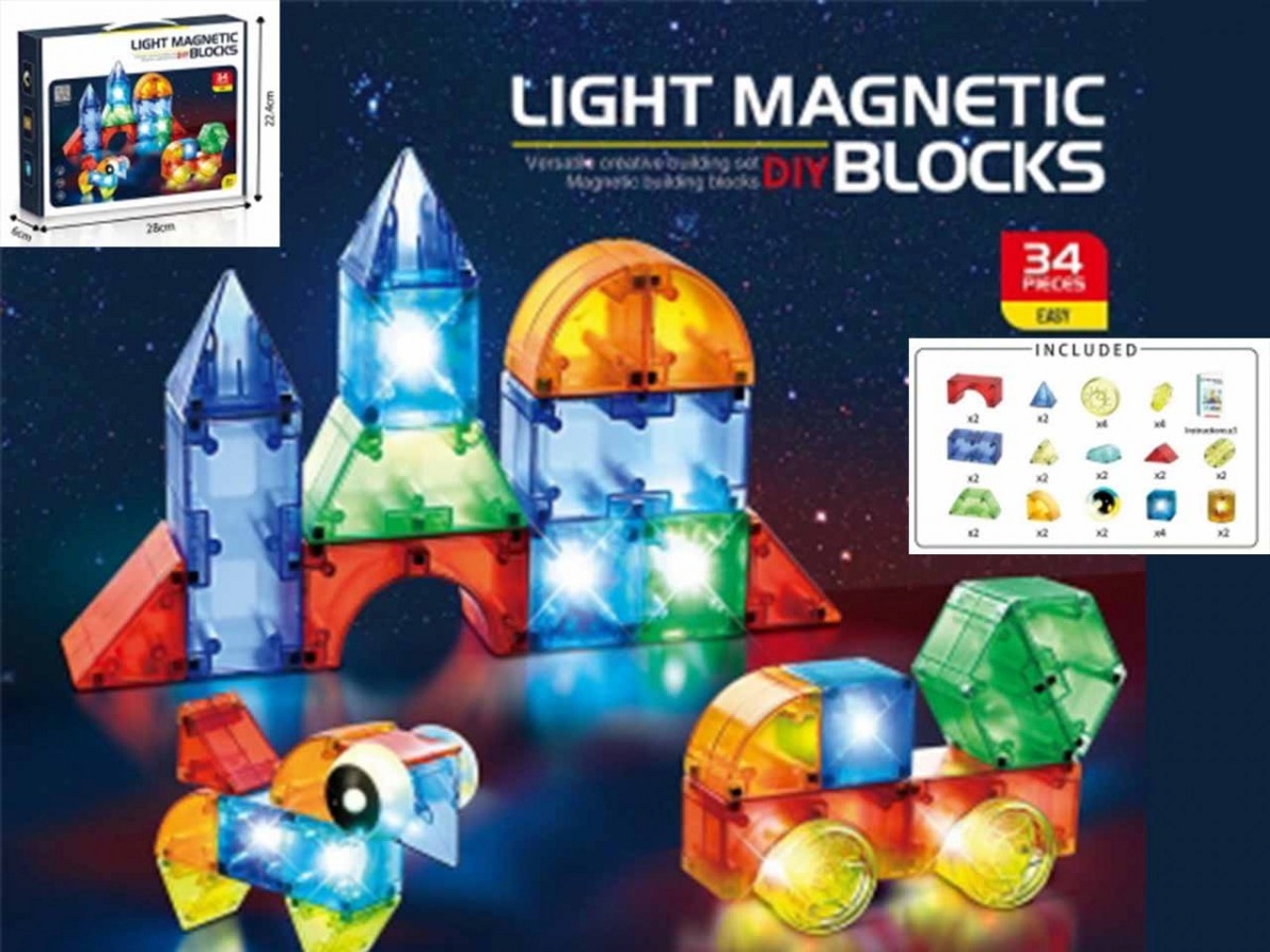 Madej konstruktor Glowing magnetic blocks 32-osaline