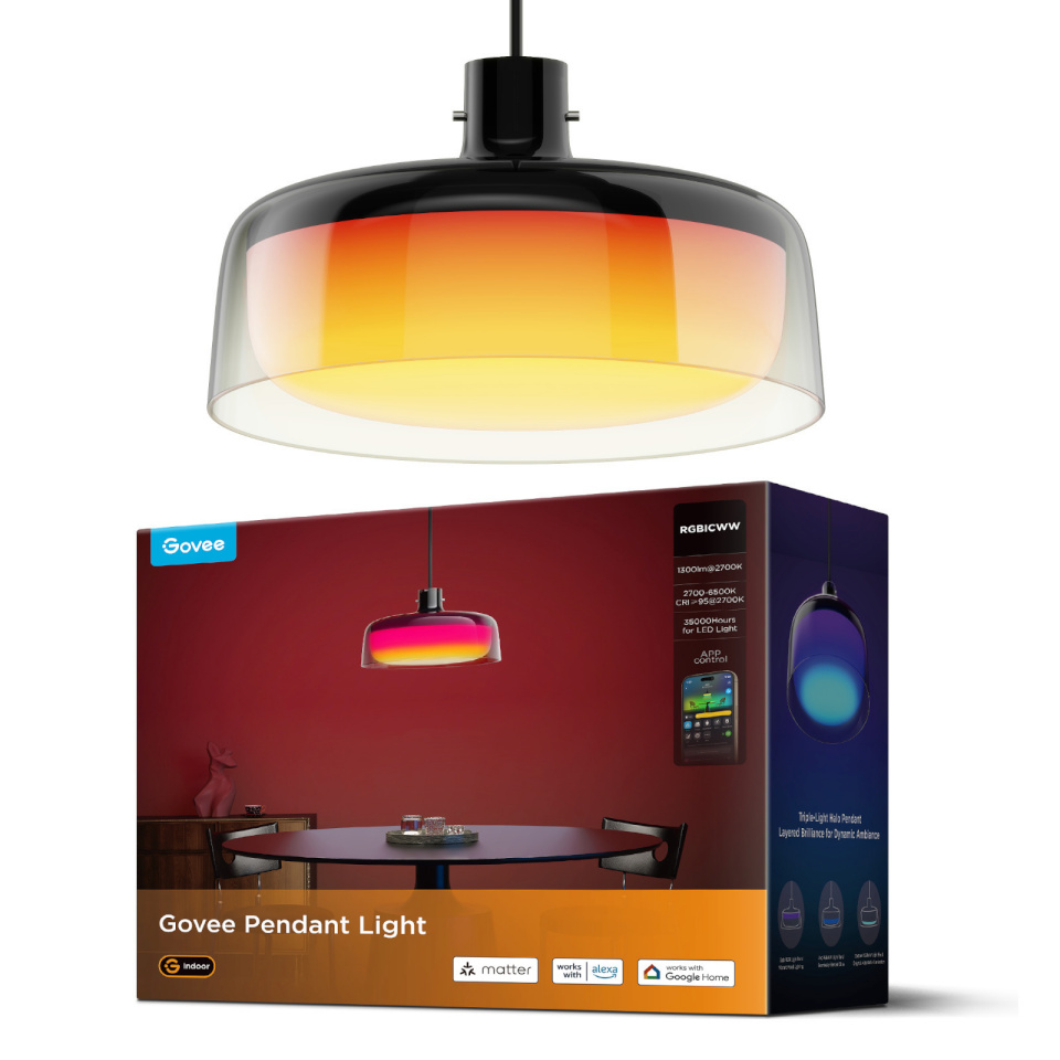 Govee nutikas laevalgusti H60C13F1 Pendant Light Smart Ceiling Light, must