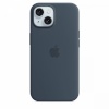 Apple kaitsekest Silicone Case with MagSafe for iPhone 15 Storm Blue, tumesinine