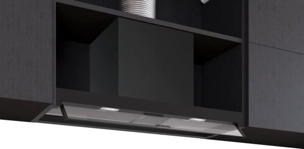 Siemensi integreeritud õhupuhasti LJ85BCC60 iQ300 ülemisse kappi integreeritav, 80 cm, klaas, matt must