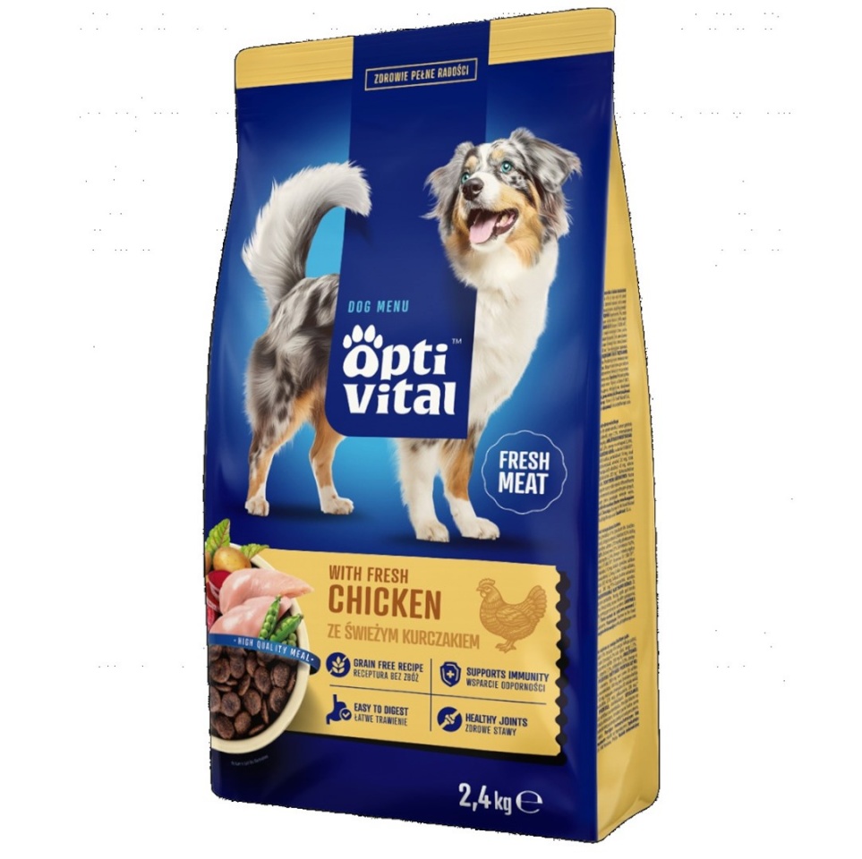Optivital kuivtoit koerale With fresh chicken - Dry Dog Food- 2,4kg