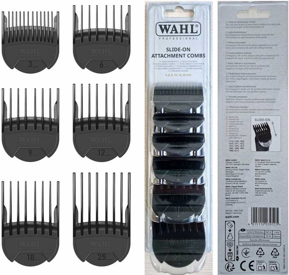 Wahl juukselõikur WAHL | Attachment Comb Set (3/6/9/12/18/25 mm), 6 pcs | 1802-7200