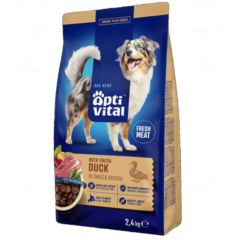 Optivital kuivtoit koerale With fresh duck - Dry Dog Food- 2,4kg