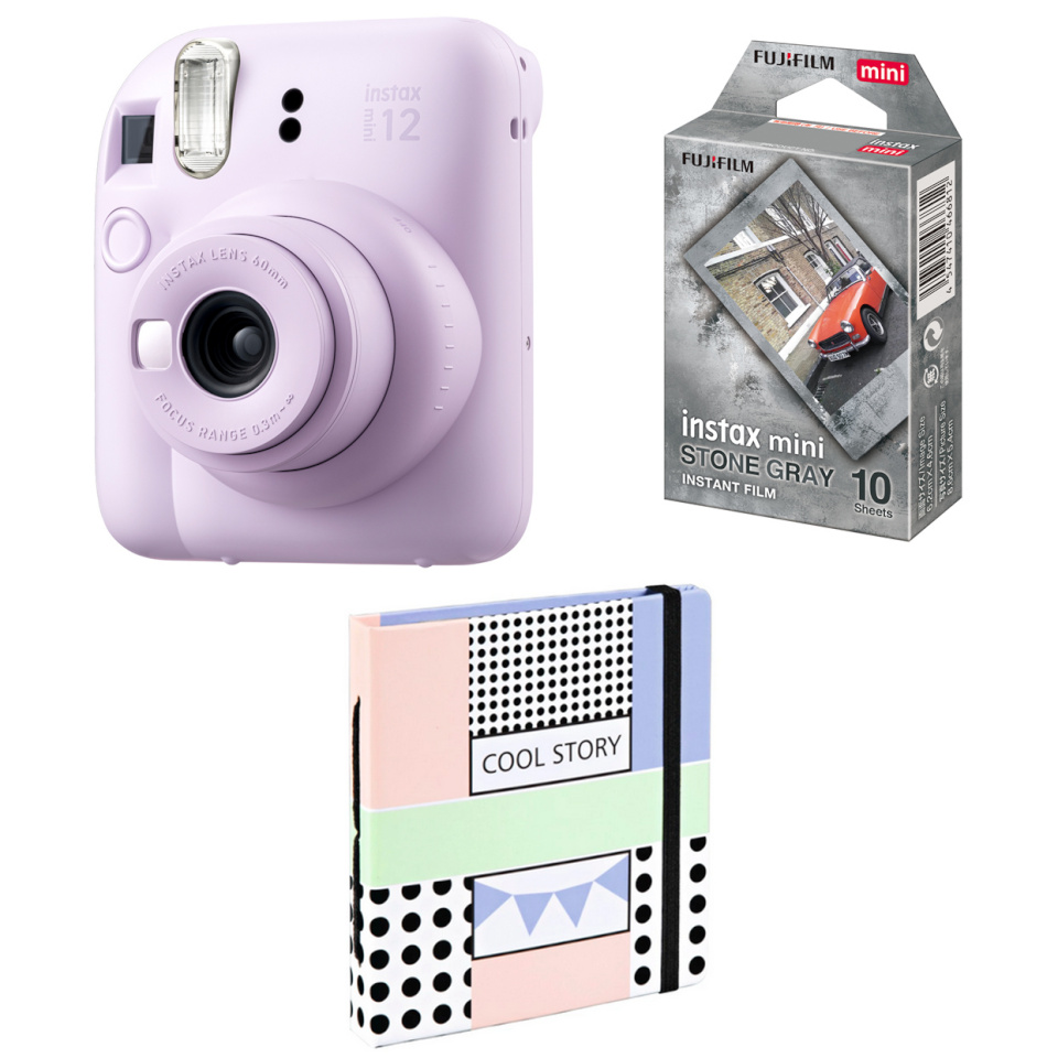 Fujifilm polaroidkaamera Instax Mini 12 komplekt lilla + EP film + Hama album