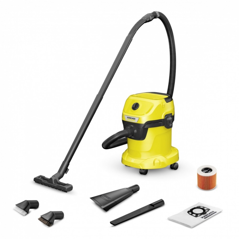 Kärcher vee- ja tolmuimeja WD 3 V-15/4/20 Car Wet & Dry Vacuum Cleaner, 1000W, kollane/must