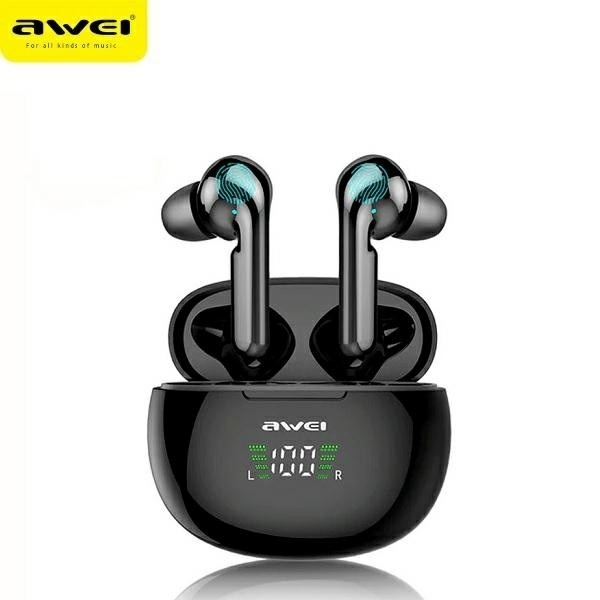 AWEI kõrvaklapid Bluetooth Headphones 5.0 TWS T15P must