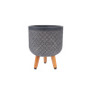 H4Y lillepott PAO D24xH29.5cm, jalgadel, tumehall