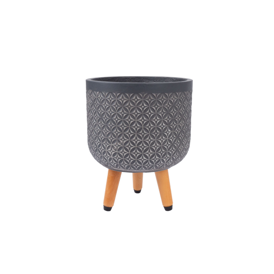 H4Y lillepott PAO D24xH29.5cm, jalgadel, tumehall