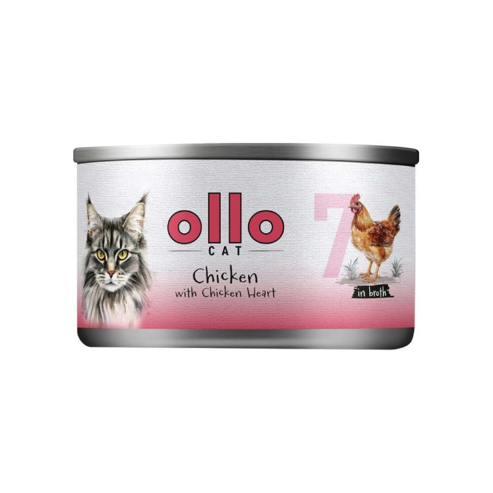 Ollo kassitoit Cat nr 7 Chicken with Chicken Heart in Broth, 70g