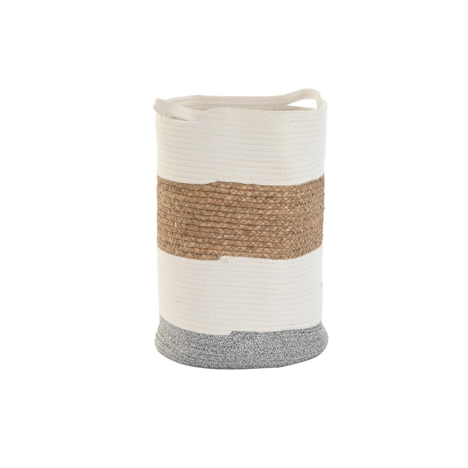 DKD Home Decor Dekoratiivkorv Puuvill valge Looduslik kiud (36x36x52cm)