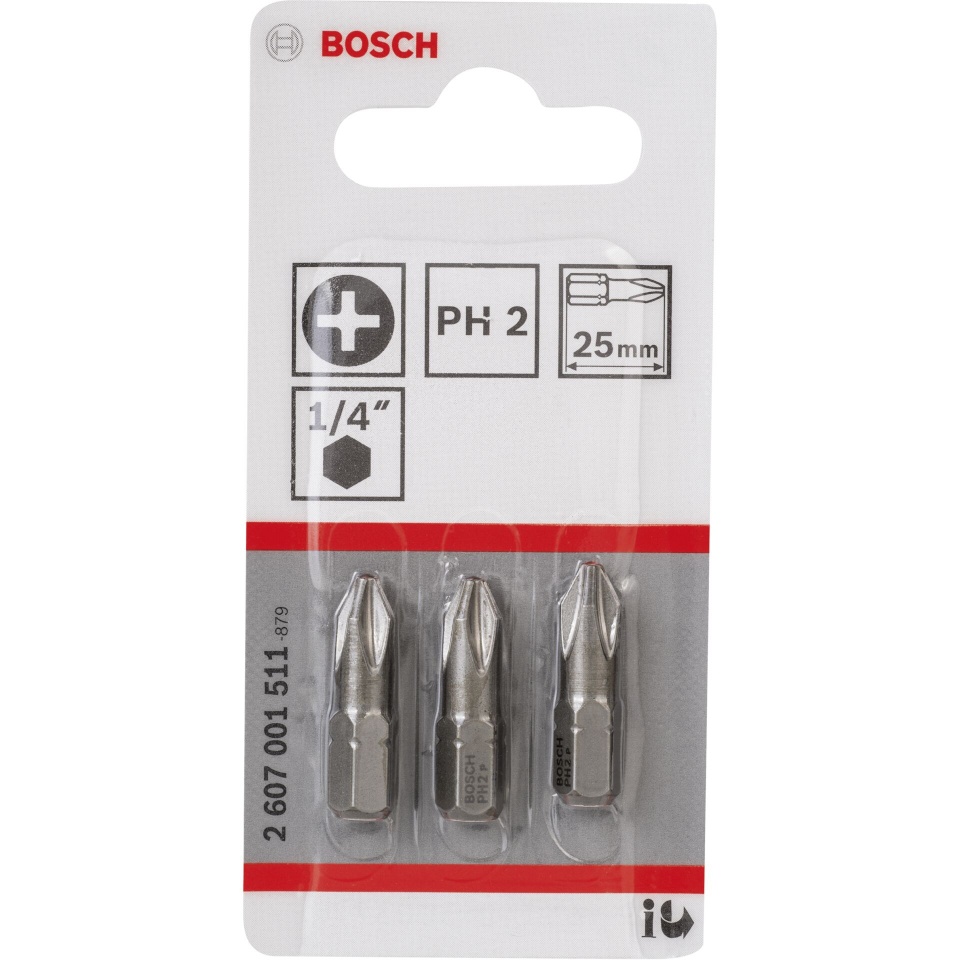 Bosch kruvikeerajate komplekt 3-osaline PH Screwdriver Bit PH2 XH 25mm