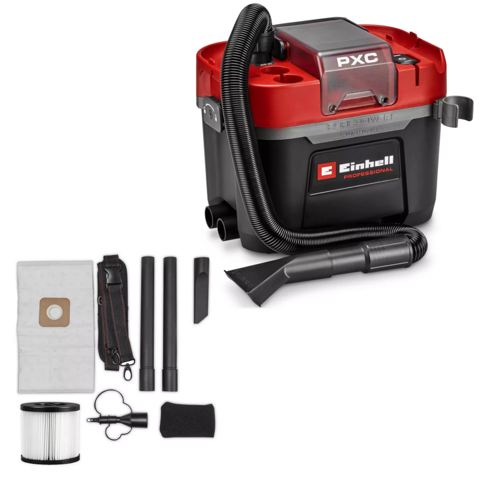 Einhell vee- ja tolmuimeja TP-VC 18/10 Li BL L-Solo PROFESSIONAL Cordless Wet/Dry Vacuum Cleaner, must/punane