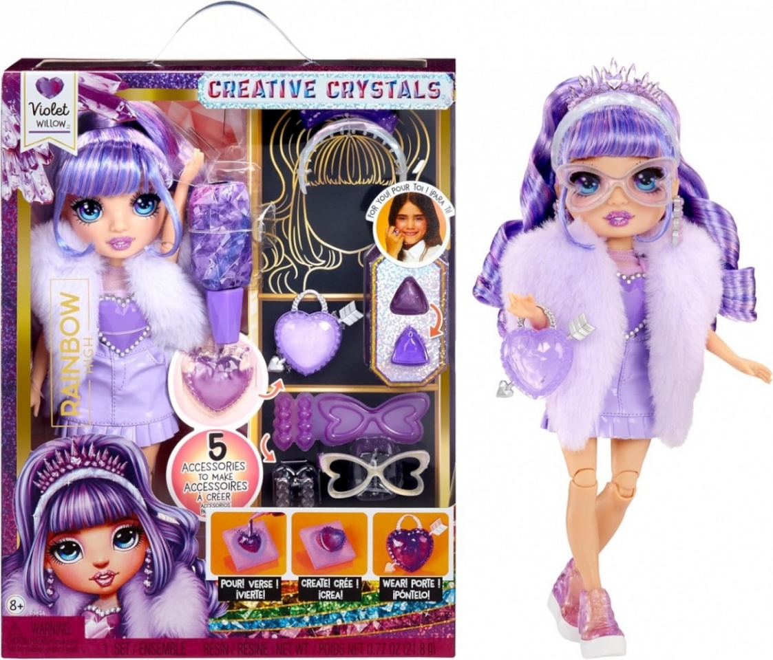 Mga mängunukk Doll Rainbow High Creative Crystals violetne