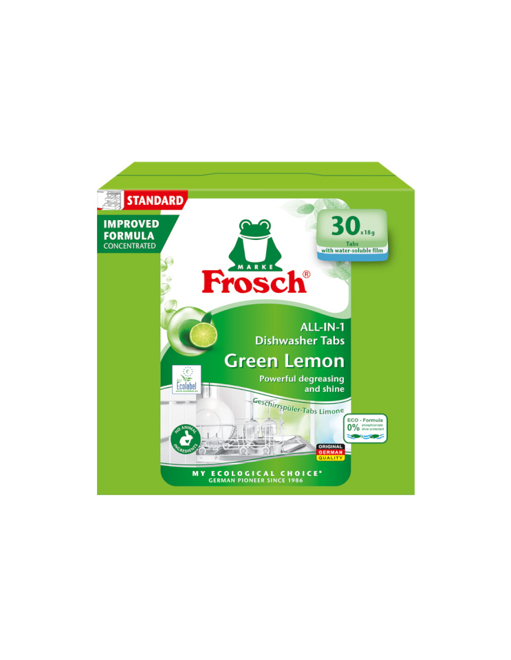 Frosch nõudepesumasinatabletid All-In-1, Laim, 30x 18g