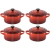 Le Creuset Stoneware Set of 4 petite Casseroles 10x5cm volcan.