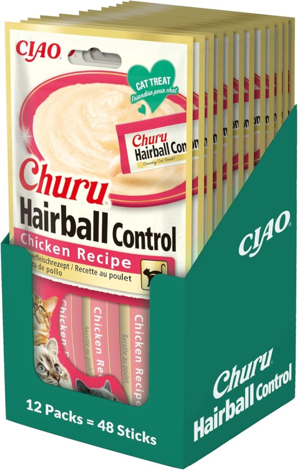 INABA CAT Churu Hairball Chicken, karvapallivastane maius kanaga 48x14g (672g)