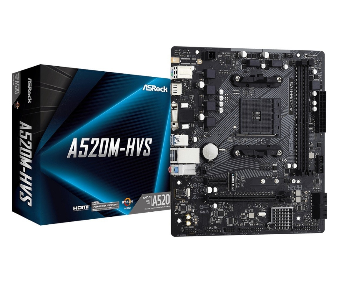 ASRock emaplaat A520M-HVS AM4, DDR4, /VGA M.2, mATX