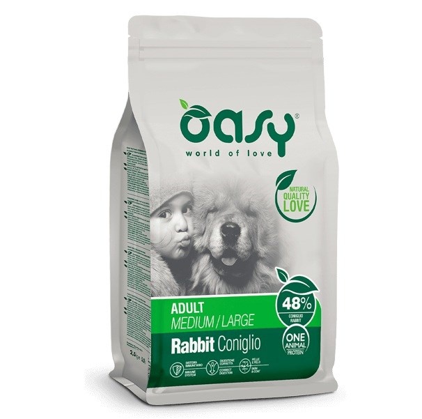 Oasy kuivtoit koerale One Animal Protein Adult Medium/Large Rabbit, 12kg